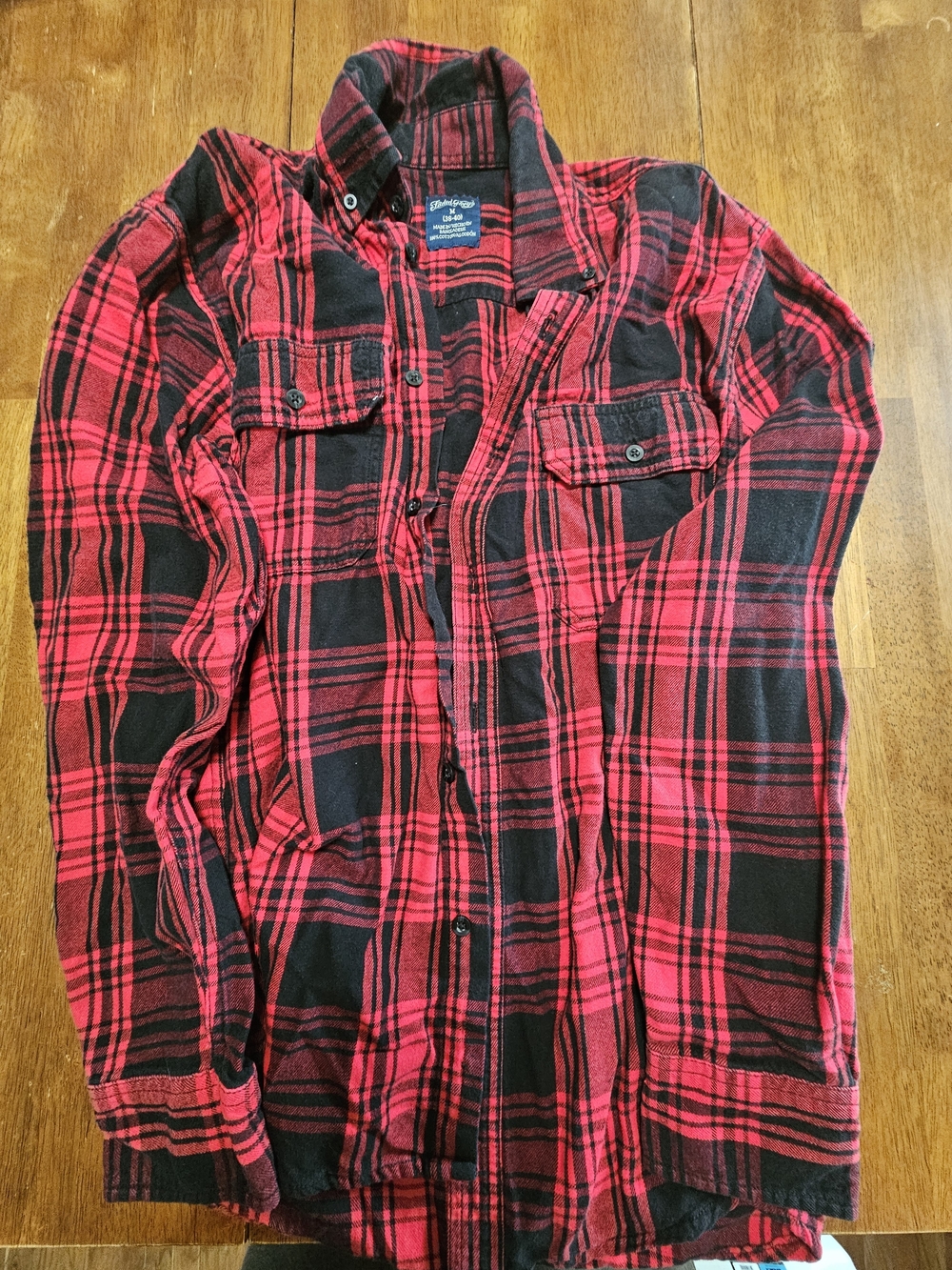 Faded Glory Red & Black Plaid Button-Down Flannel